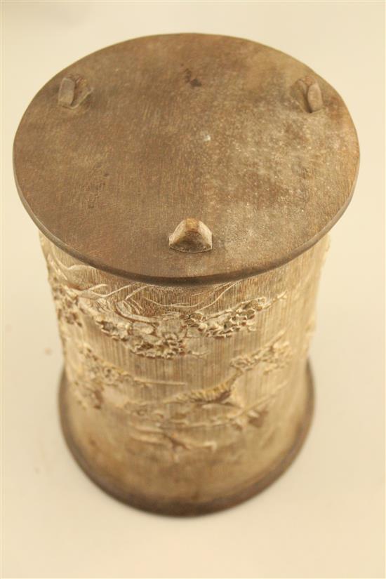 A Chinese bamboo brush pot, 19.5cm